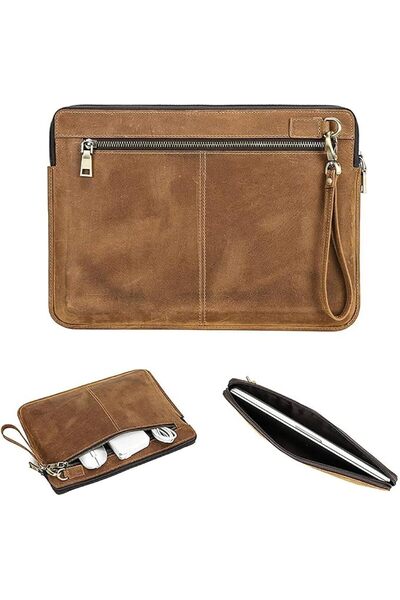 AZONEE Azone Protective Case for Laptop, Cover Made of Leather, Brown Color