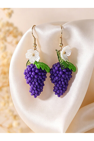 Take Two By Styli Purple Grape Cluster Drop Earrings