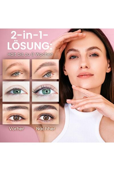 BLOOMORA Kit de lifting pentru gene și sprâncene 2-în-1, 15 aplicații, durează 6-8 săptămâni, set DIY de salon – 15 aplicații