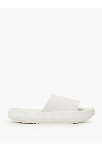Take Two By Styli White Textured Open Toe Slides