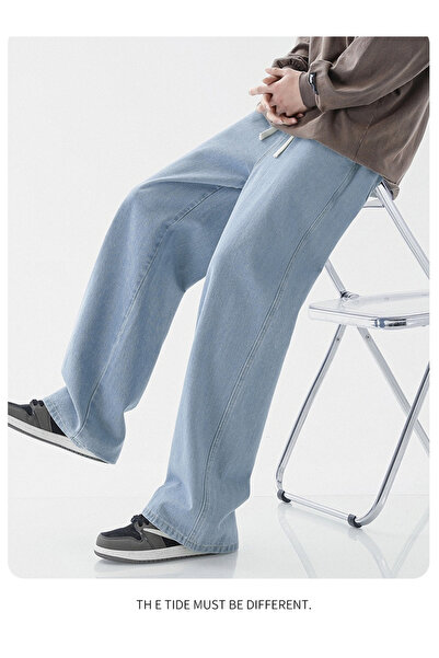 Take Two By Styli Men Loose Straight Leg Jeans With Drawstring