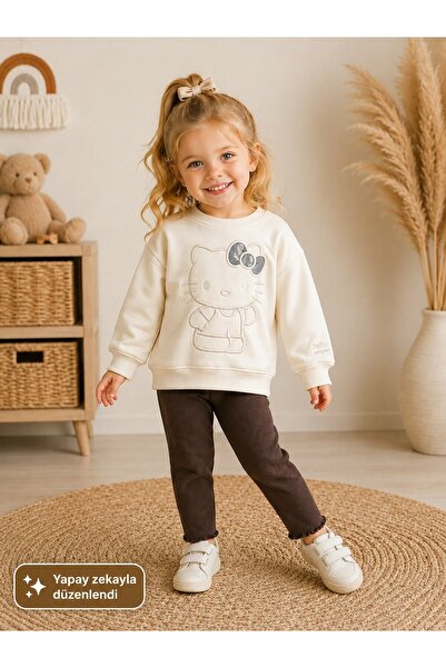 My Kids Wear Kız Çocuk Sweatshirt ve Fitilli Pantolon 2'li Çocuk Takım 12949