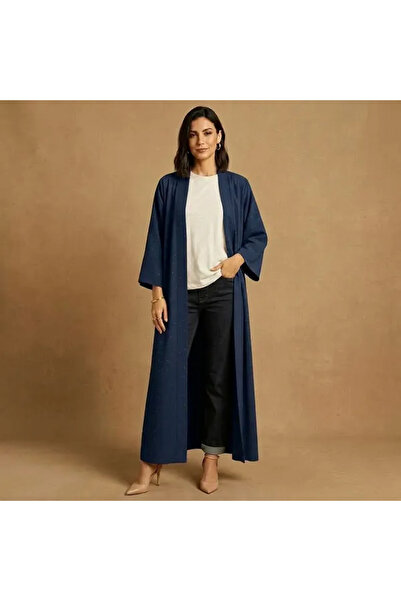 dorbe Scatter Rhinestone Kimono Belted Long Abaya Cardigan
