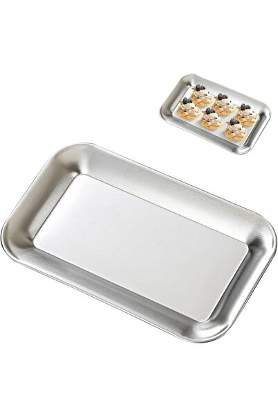TERRIFI 2 Pack Stainless Steel Appetizer Trays – Rectangular Mirrored Silver ...