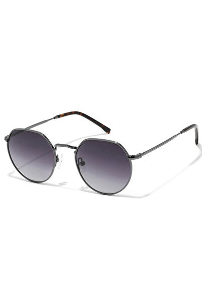 Take Two By Styli Men Charcoal Round Sunglasses With Uv Protection