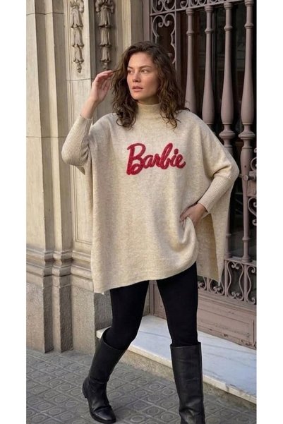 onno style women Barbie Embroidered Slit Tricot Poncho for Women