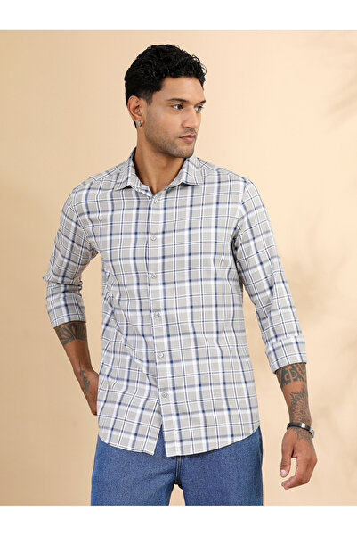 Bushirt By Styli Grey Checked Casual Shirt