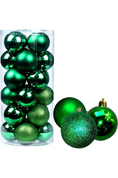 Generic Christmas Tree Ornaments, 24-Piece Shatterproof Green Baubles Set, 6c...