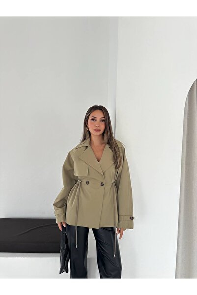 Ekim Store Tied Drawstring Double-Breasted Trench Coat