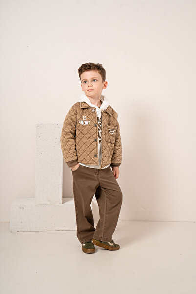 JNF kids Erkek Bebek & Çocuk Kapüşonlu Sweat Kapitone Ceketli Pantolon 3'lü T...