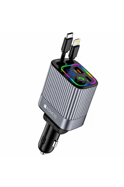 ADMOS جهاز إرسال FM للسيارة ومشغل MP3 |   شاحن USB سريع 2 في 1 مع كابلات USB-...