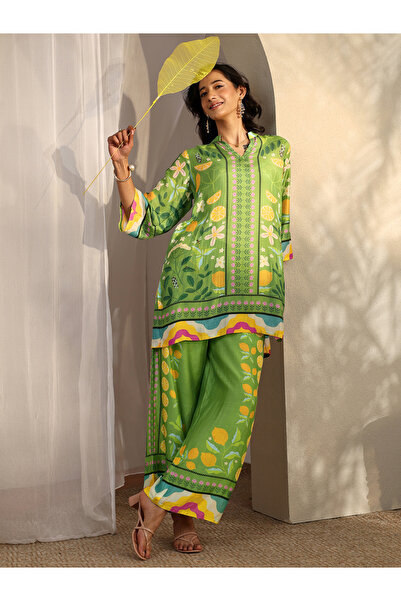 Libas By Styli Green Printed Muslin Co-Ords Set