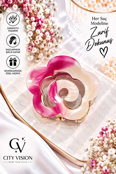 cityvision Camellia Flower Model Pink Gradient Color Metal Hairpin - Medium S...