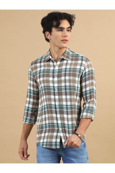 Bushirt By Styli قميص بوشيرت متعدد الألوان بأكمام طويلة ونقشة مربعات