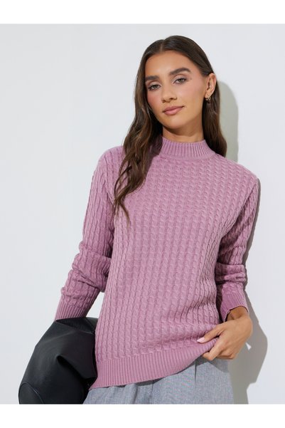 Styli Pink Cable Knit Sweater