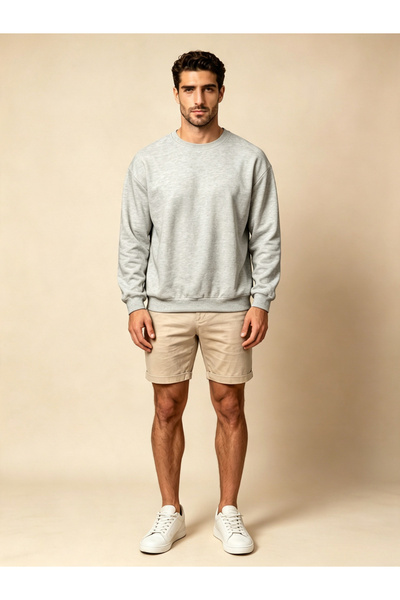 Take Two By Styli Grey Plain Pullover Sweatshirt