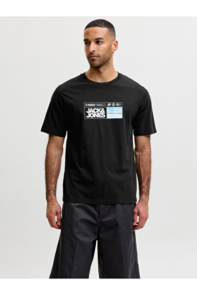 Jack & Jones تي شيرت أسود من Jcomarina بطباعة جرافيك وياقة دائرية وأكمام قصيرة