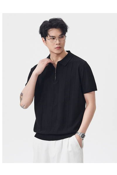 Take Two By Styli Men Jacquard Texture Knit Polo