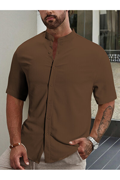 Take Two By Styli Men Stand Collar Slim Fit Casual Shirt
