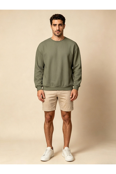 Take Two By Styli Plain Green Pullover Sweatshirt