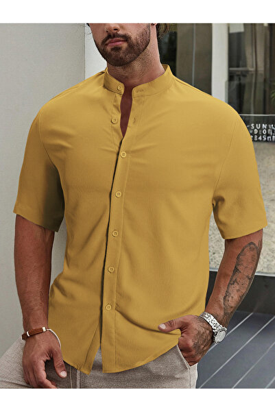 Take Two By Styli Men Stand Collar Slim Fit Casual Shirt