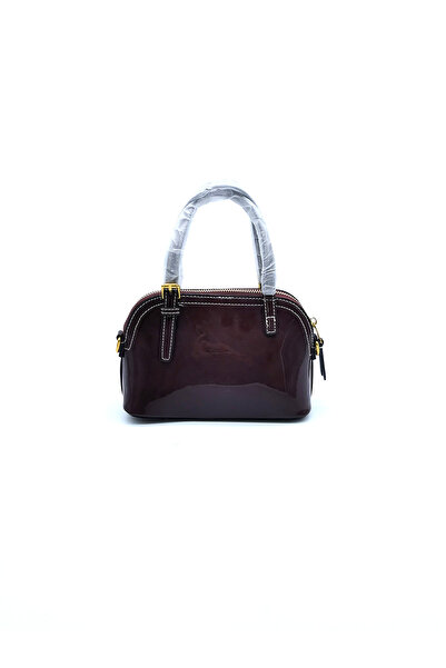 alenkuci Vintage Burgundy Patent Leather Shell Bag for Women, Top Handle Hand...