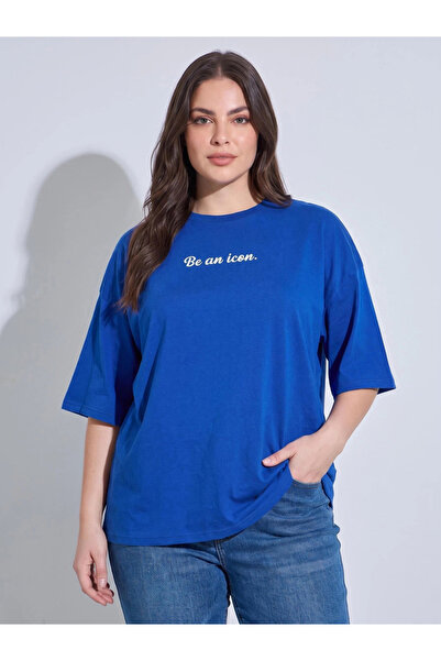 Styli Plus Size Basic Slogan Oversize T-Shirt