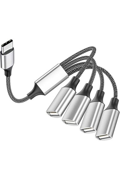 AXIYIBZI كابل USB-C ذكر إلى 4 منافذ USB أنثى، محول شحن من النوع C إلى 3 منافذ...