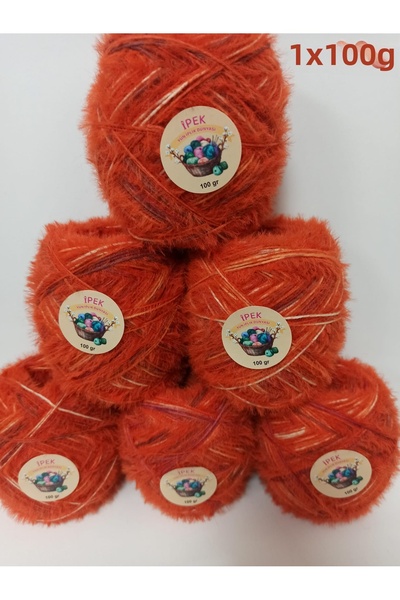 İPEK YÜN İPLİK DÜNYASI Rabbit Hair Knitting Yarn (Orange) Batik Yarn Mix 100Gr