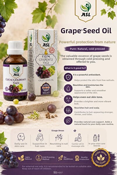 Generic Brand زيت بذور العنب المعصور على البارد 50 مل - زيت طبيعي للعناية بال...