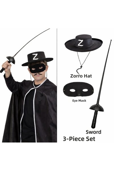 Generic Brand Zorro Costume Set 3-Piece Kids? Hat, Mask, and Sword