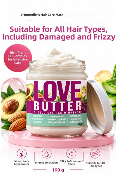 LOVE BUTTER 9 خلاصة زيت العناية بالشعر قناع مغذي ومقوي للشعر