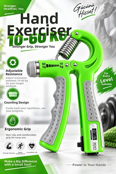 Milena Life Adjustable Hand Spring 10-60 Kg, Hand Grip Strengthener with Coun...