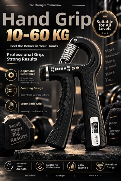 Impress Adjustable Hand Spring 10-60 kg with Counter, Hand Grip Strengthener ...