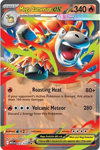 Pokemon Mega Camerupt Ex - 022/132 - Mega Evolution Original Card