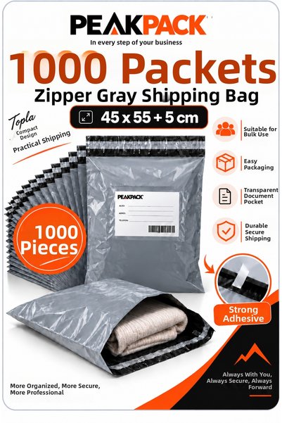 PEAKPACK Gray Cargo Bag with Pocket 17X25+5 cm 1000 Pieces Self-Adhesive Shipping Bag