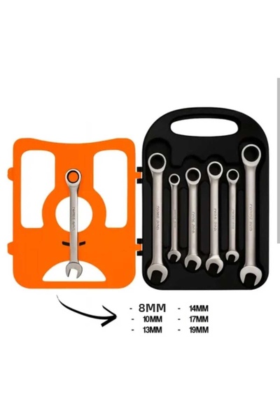 Hırdavat 7-Piece, Flexible-Head Professional Ratcheting Combination Tool Set, Made of Cr-V Steel