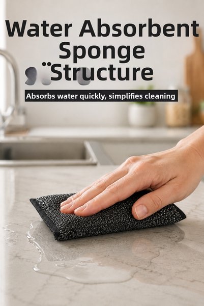 Meleni Home 2-Piece Wire Dish Sponge Set - Multi-Purpose Inox Stainless Fiber Kitchen Cleaning Dish Sponge