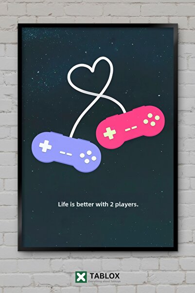 TABLOX Gaming Love 2 Players Two Players Love Gamer Poster Tablou decorativ î...