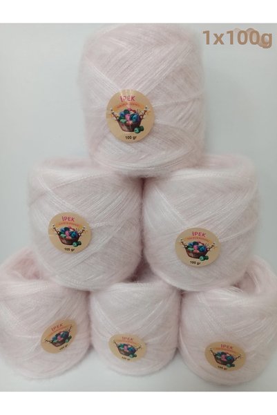 İPEK YÜN İPLİK DÜNYASI Angora Knitting Yarn (Light Powder Pink) 100Gr