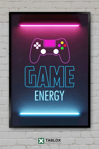 TABLOX Game Energy Αφίσα τοίχου Neon Gamer με εμφάνιση πλαισίου, Διακοσμητικό...