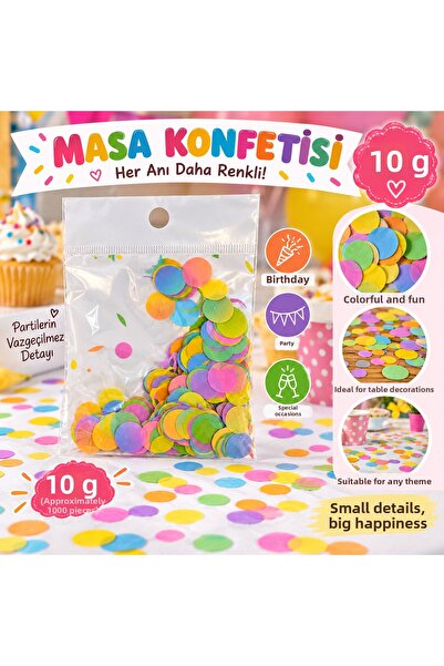 Partifabrik Makaron Renk Round Patterned Table Confetish 10 g