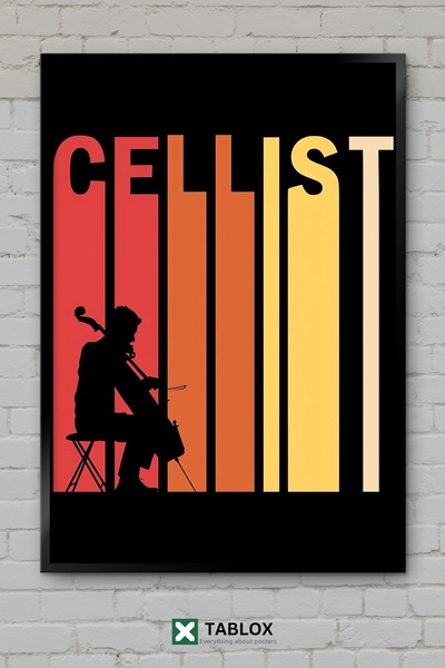 TABLOX Αφίσα μουσικής τέχνης Cellist, Κλασικό Πλαίσιο, Διακοσμητικός πίνακας ...