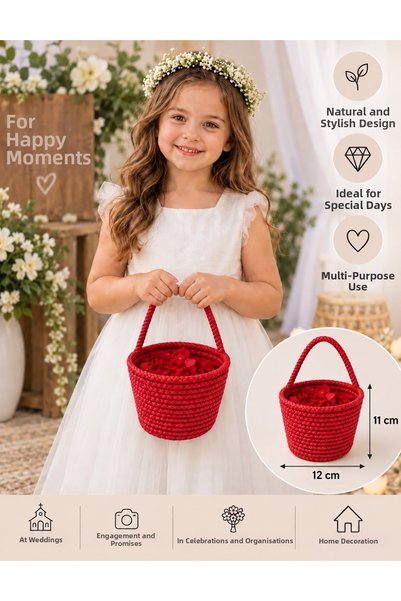 ENA Decorative Wicker Weave Basket – Flower Basket for Henna, Engagement, Wed...