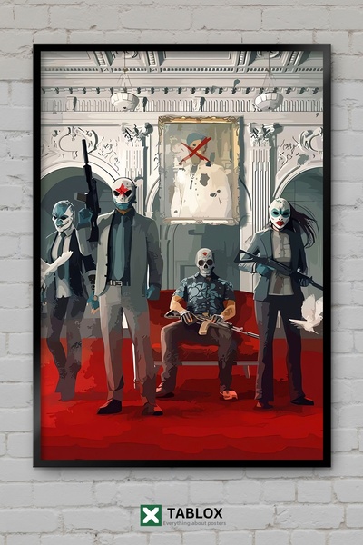 TABLOX Αφίσα δράσης του παιχνιδιού Payday Game Heist με χαρακτήρες και πλαίσι...