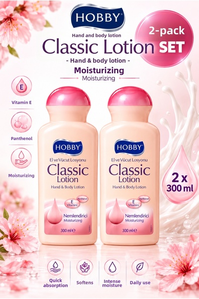 Hobby Classic Moisturizing Hand and Body Lotion 300ml 2 Pieces (Vitamin E & P...