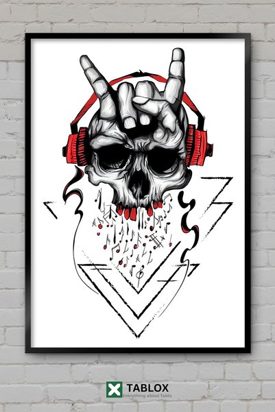 TABLOX Αφίσα μουσικής τέχνης Rock Skull Skull, Vintage με πλαίσιο, Διακοσμητι...