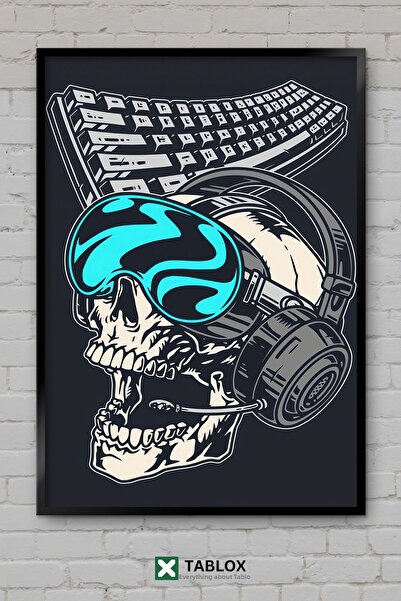 TABLOX Tastatură Gaming Skull Poster cu tastatură Gamer Skull Tablou decorati...