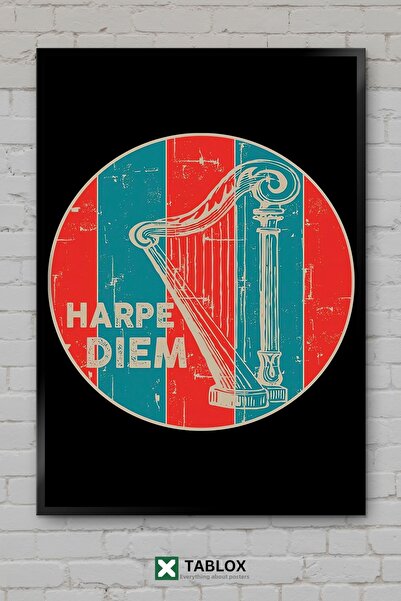 TABLOX Harpă Instrument muzical Artă clasică Tablou decorativ înrămat din MDF
