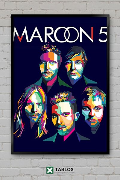 TABLOX Maroon Burgundy Color Poster Art Minimalist Framed Decorative Mdf Pain...